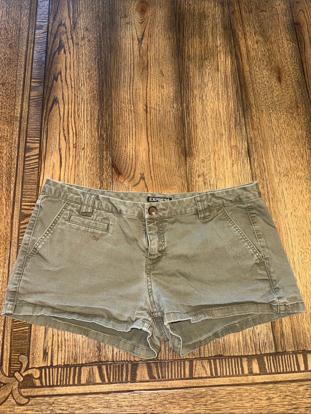 Express Olive Green Women's Casual Cotton Bermuda Shorts